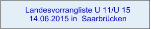 Landesvorrangliste U 11/U 15  14.06.2015 in  Saarbrücken